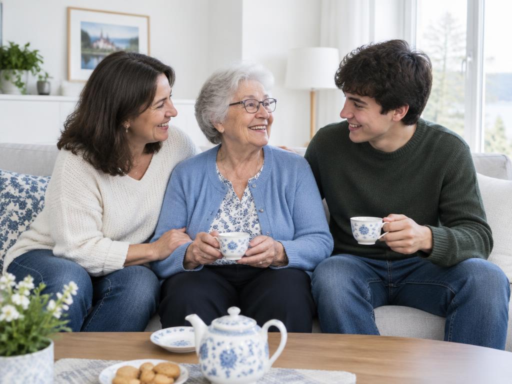 Une famille réunie à la maison